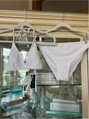 Women's Tempt Me White Bikini Swimsuit L New w Tag